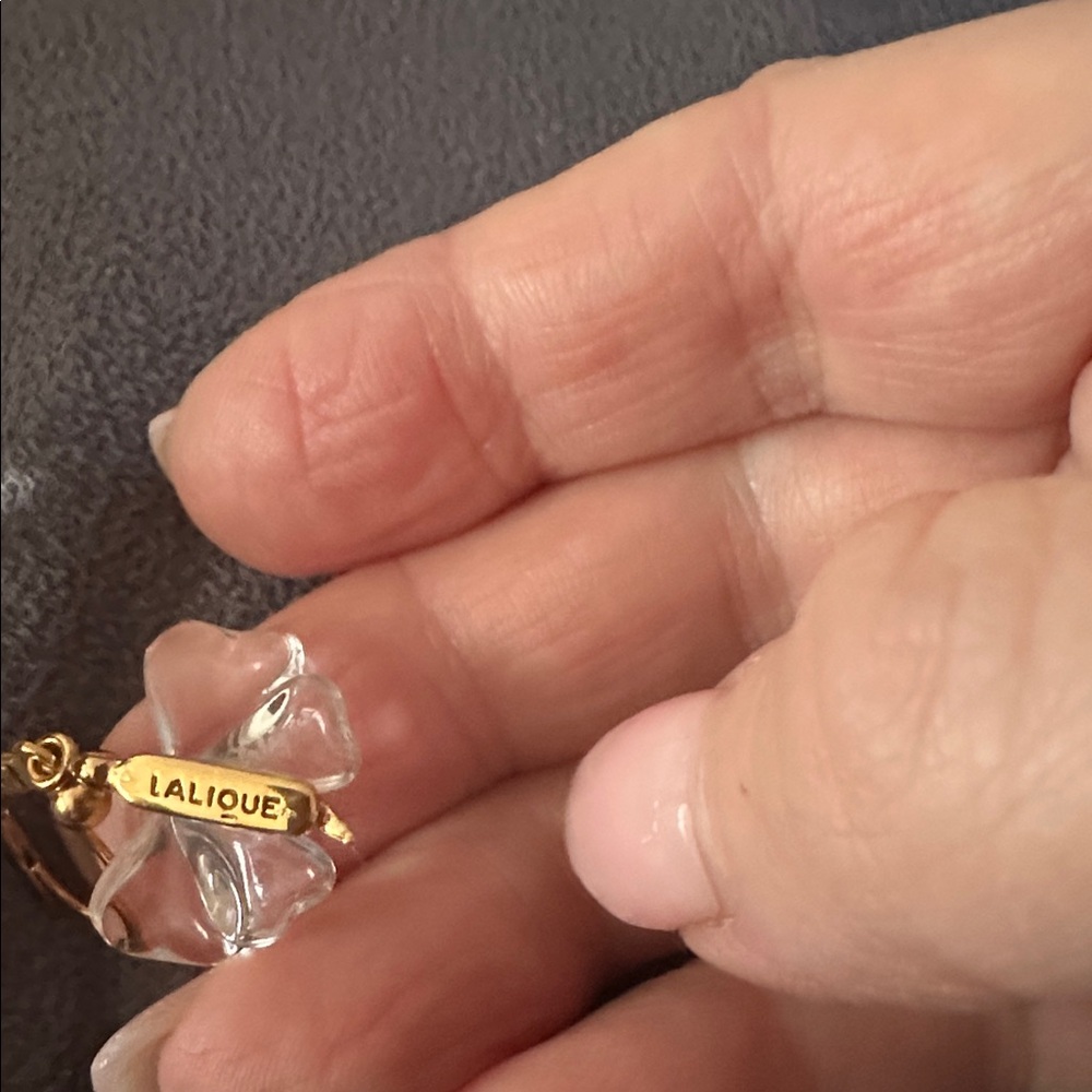 Lalique Gold and Clear Crystal Butterfly Earrings - Picture 7 of 8